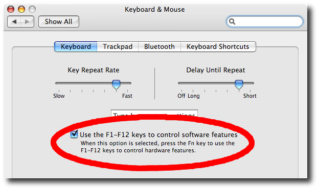 Screenshot: Keyboard&Mouse settings
