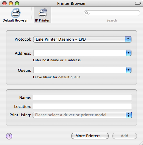 'Add Printer' Dialog