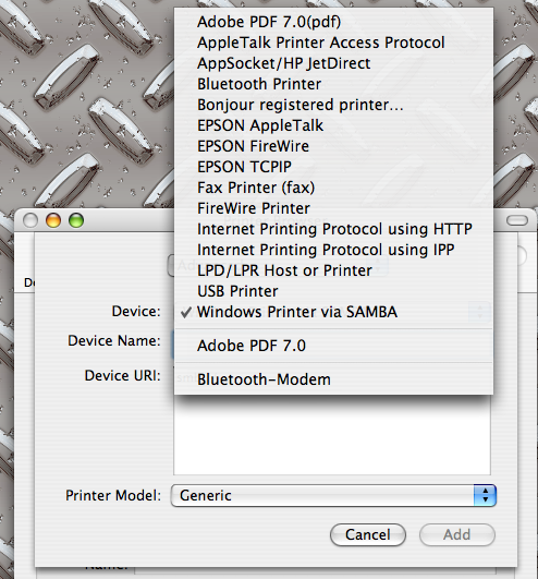 Devices in 'More Printers...' Dialog (Extended)