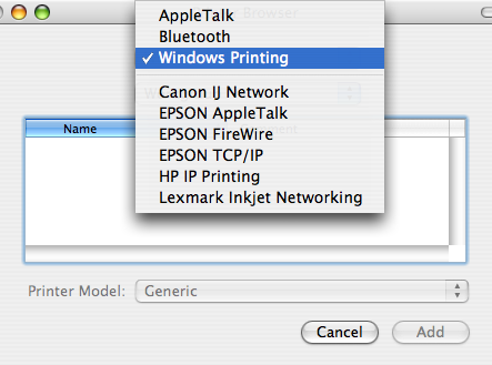 'More Printers...' Dialog