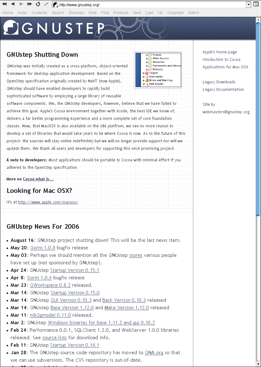 Screenshot of defaced GNUstep website